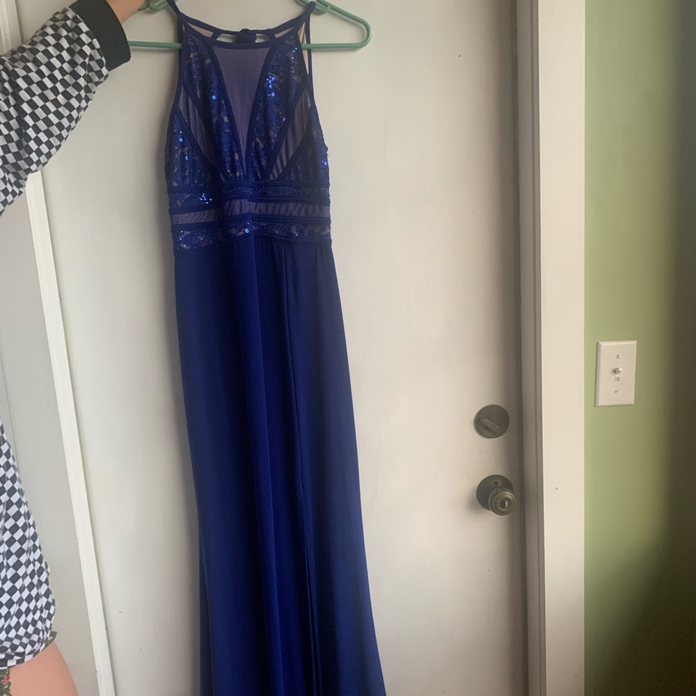Night way prom dress in ocean blue color